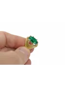 14K Yellow gold Emerald Ring Vintage vrc003y